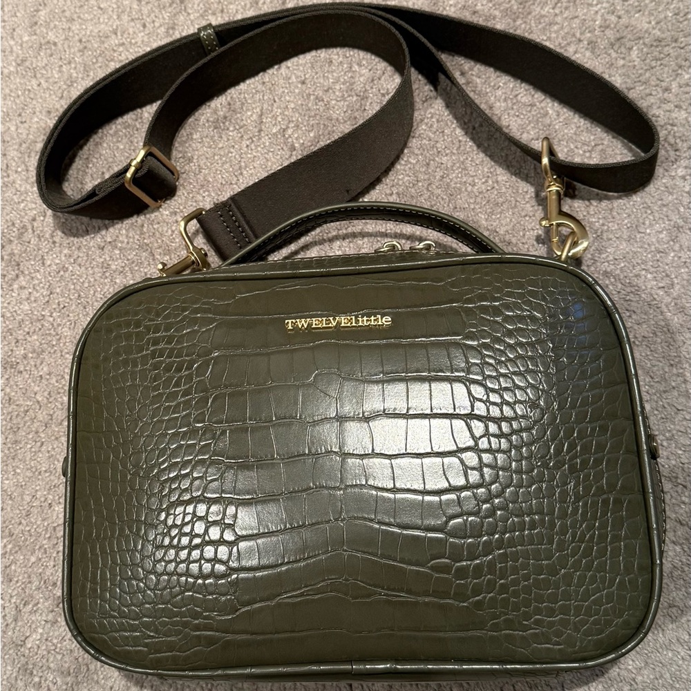 TWELVElittle Olive Green Croc-Embossed Baby Bag